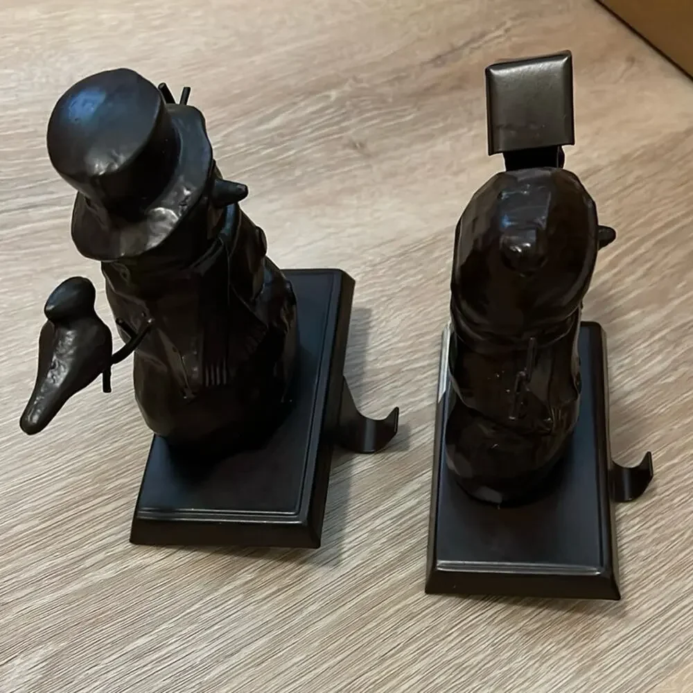 Bronze Snowman Stocking Hanger Set of 2 Bird Feeder